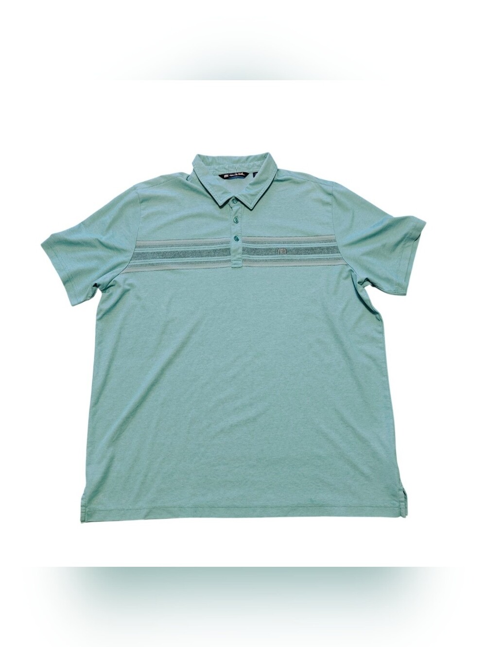 Travis Mathew Men's Golf Polo Light Blue (mint Green)  with Stripes Size XXL